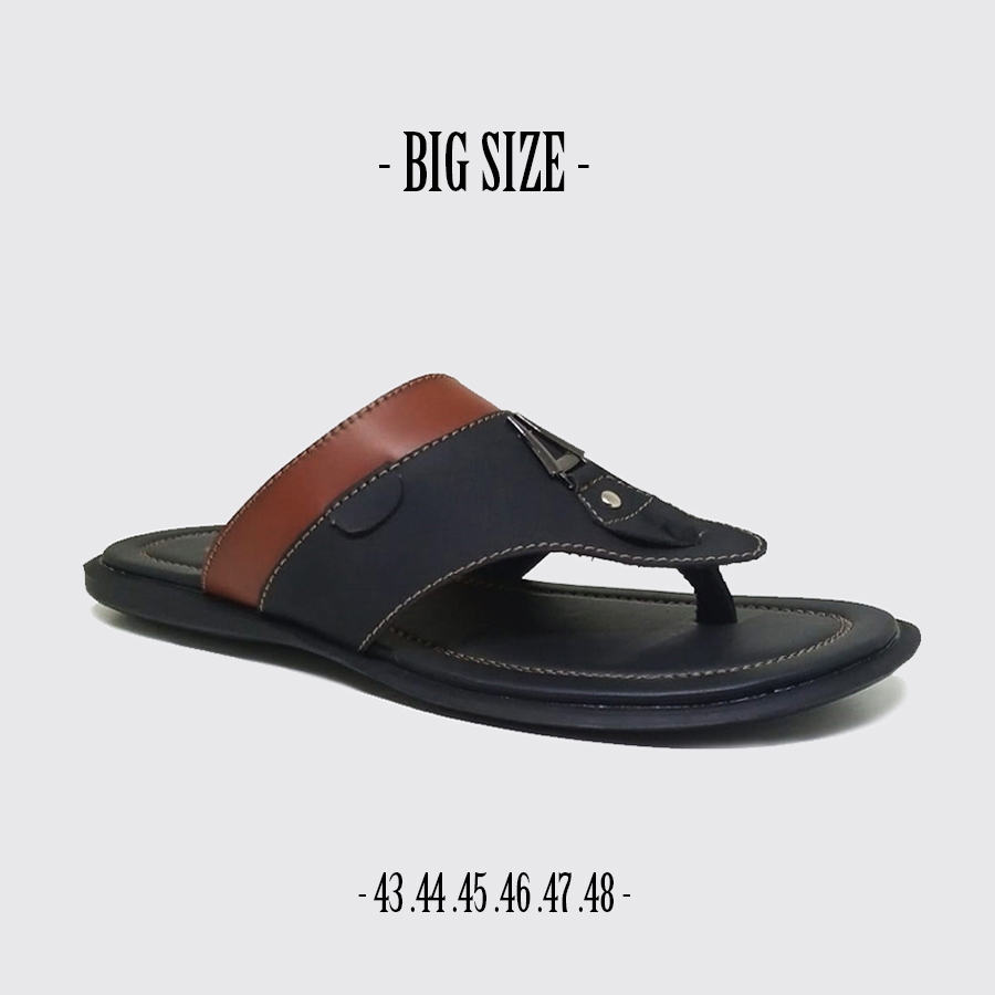 Big size jumbo 44 45 46 47 48 | sandal slide pria Jepit kulit | AGJ0019 Original Karet anti slip