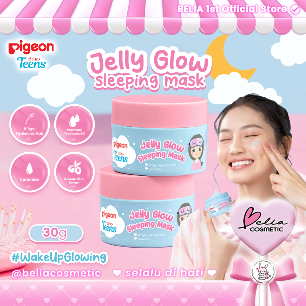 ❤ BELIA ❤ PIGEON TEENS JELLY GLOW SLEEPING MASK 30G | Sleeping Mask Remaja | Masker Tidur Tanpa Bila
