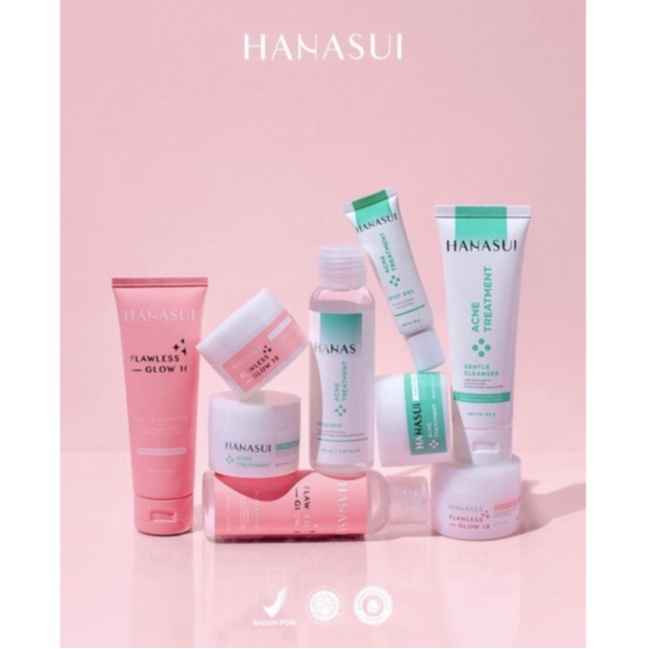 HANASUI Flawless Glow Cleanser&hanasui paket acne / Essence/ Day Cream / Night Cream