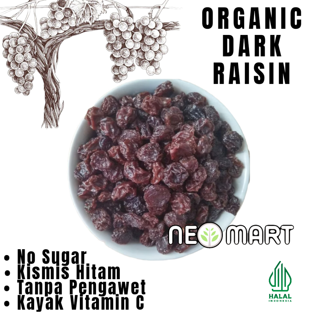 

Dark Raisin Kismin 100gram / Kisimis Kering Hitam Tanpa Biji/ Kismis Hitam 100gr