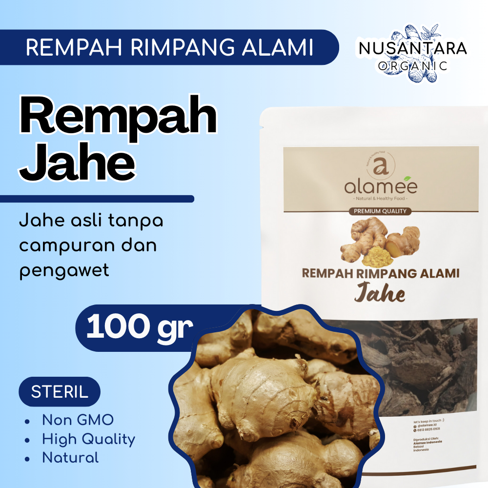 

ALAMEE Jahe Kering 100 gram Iris Dried Ginger Rempah Rimpang Organik Bumbu Masakan Alami