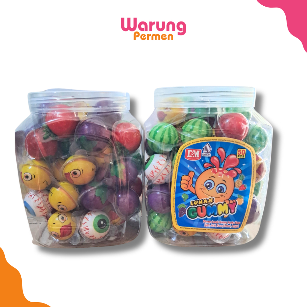 

Permen Gummy Viral DSM / Permen Lunak Mata 50 Pcs / Permen Lunak Bulat Jelly Mini Halal