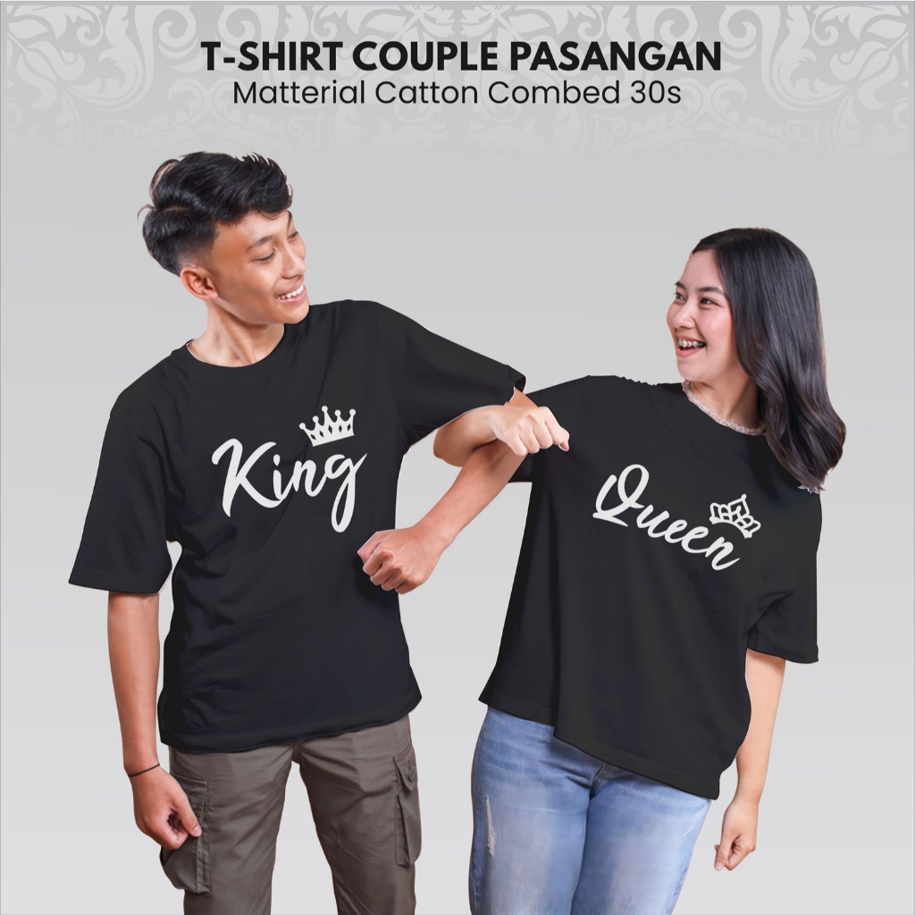 Baju Kaos Distro Couple Pria dan Wanita Dewasa Pasangan Kembar Queen King