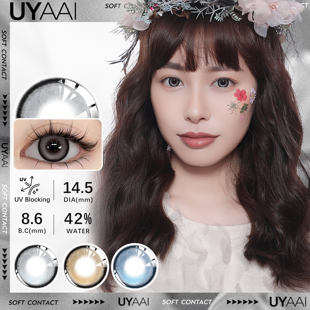 UYAAI Softlens 14.5MM Normal Mata Korea Seri BUBBLE Sepasang Lensa Kontak 6 Bulan