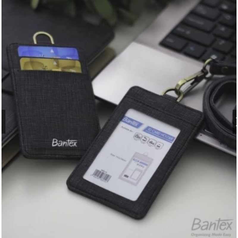 

Bantex Leather Name Tag ID Card Holder 8869 Kulit Sintetis Lanyard Tali