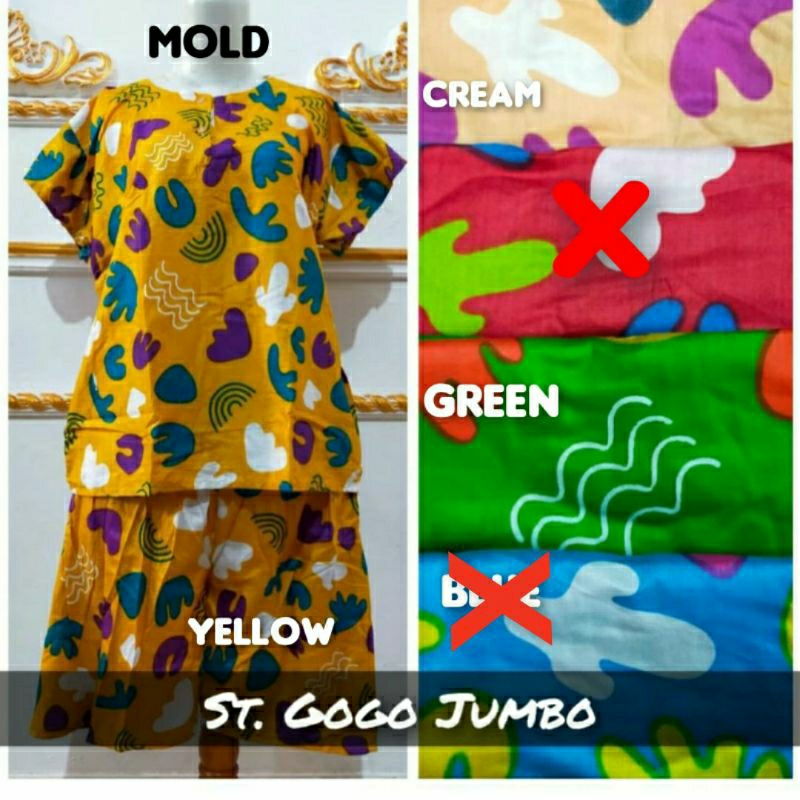 Setelan Gogo Jumbo / Setelan pendek piyama dewasa