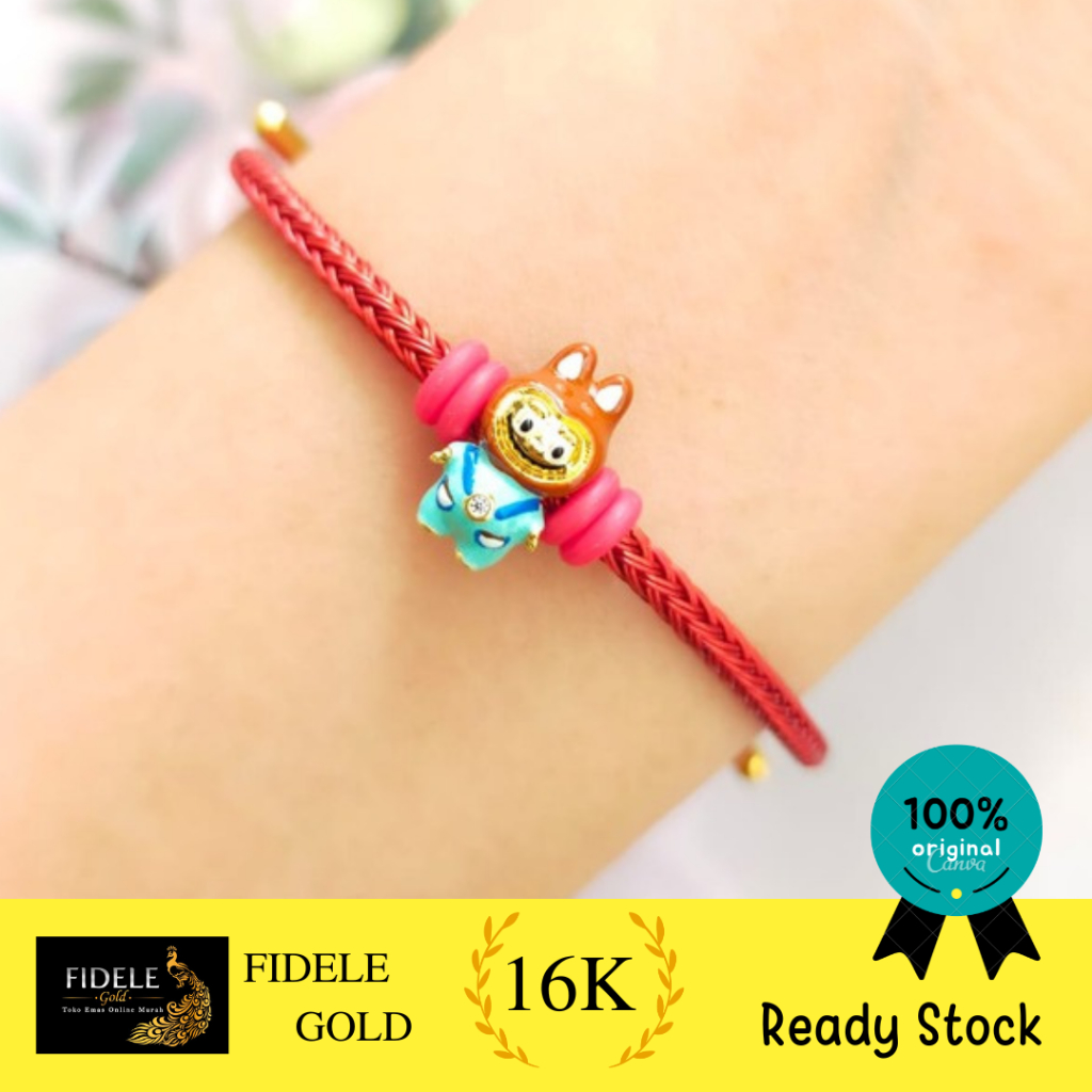 Gelang tali charm labubu fashion emas tua 700 16k toko surabaya