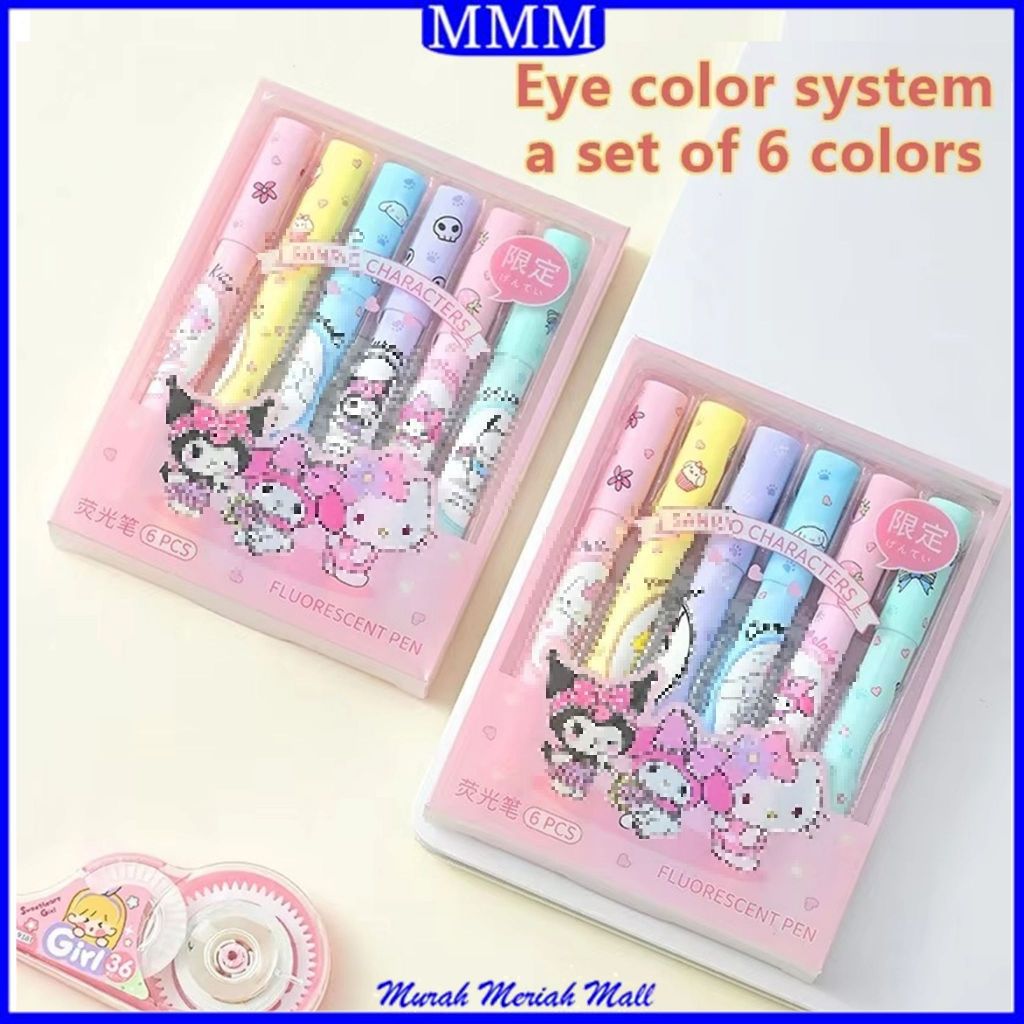 

MMM Set Highlighter 6PCS Warna Warni Karakter Kartun Motif Spidol Warna Pastel Pen Diary Marker Stationery Lucu Unik Penanda Buku Warna Warni Pena Ujung Lembut