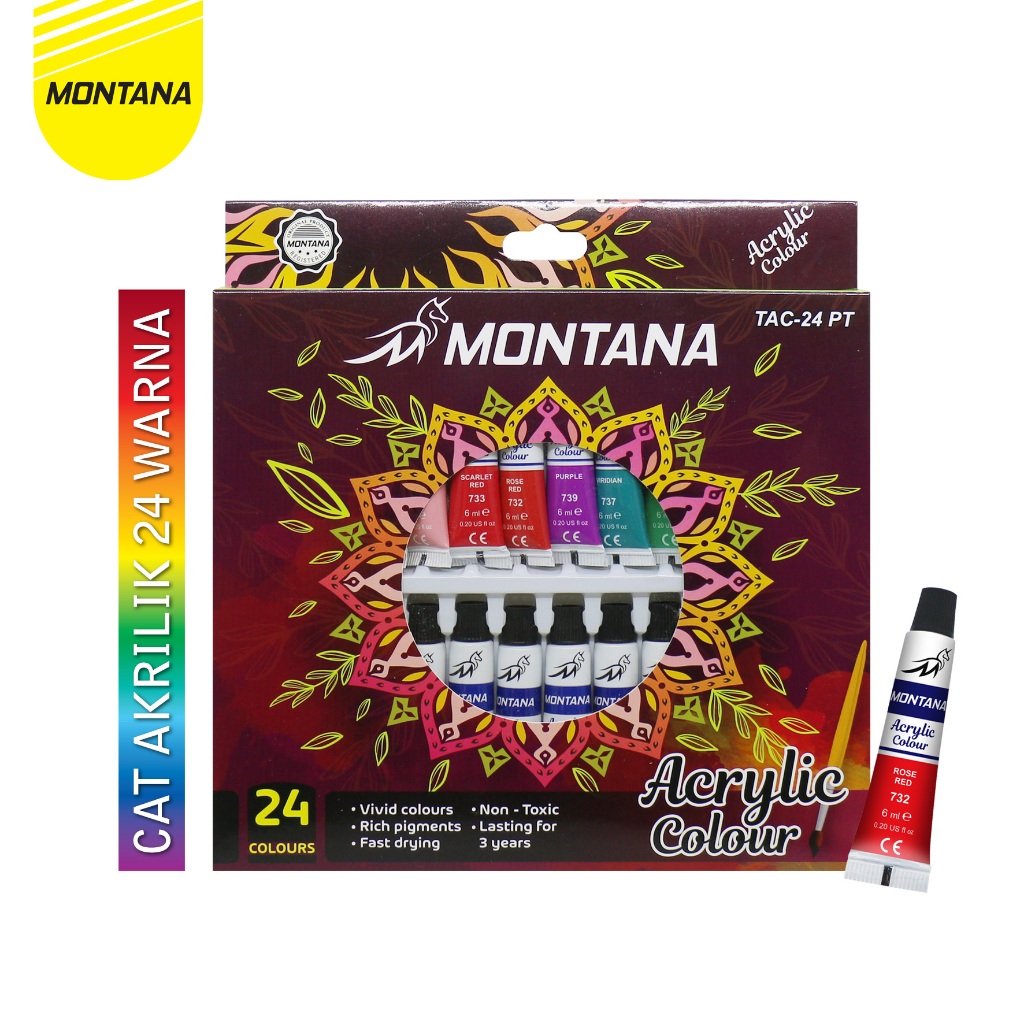 

MONTANA Acrylic Colour Cat Akrilik 24 Warna Rich Pigments & Fast Drying TAC-24PT