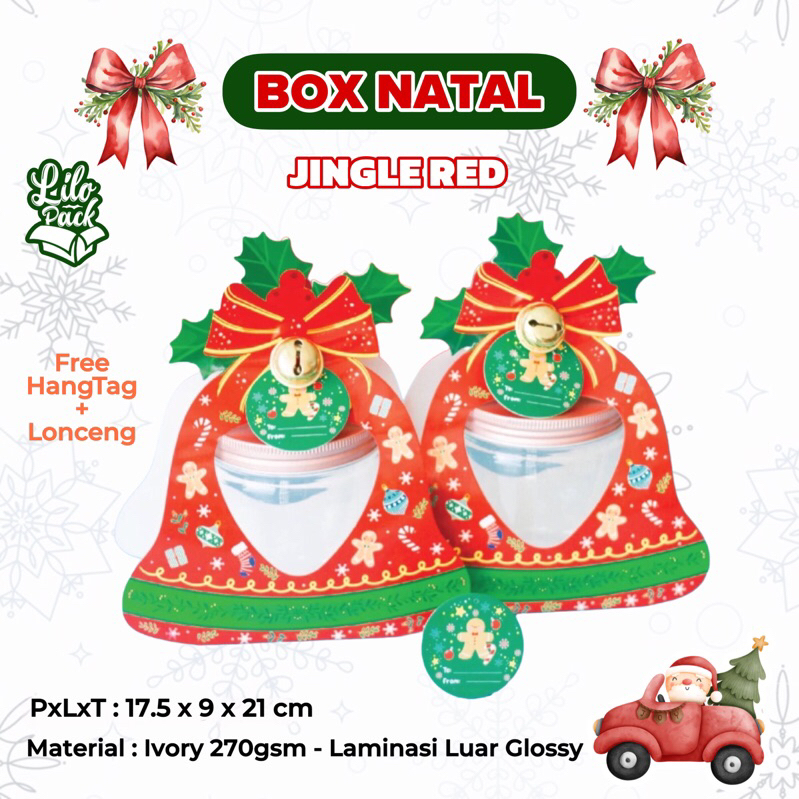 

JINGLE RED | Box Hampers Toples Jar Natal Kotak Gift Packaging Toples Kue Kering Christmas