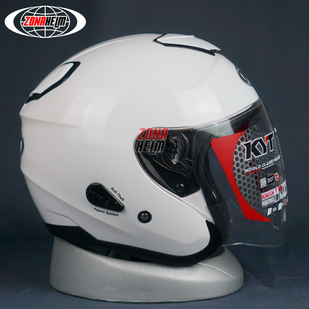 Helm KYT Kyoto Original 100% SNI DOT Half Face Helm Motor Pria Wanita Single Visor Anti Maling