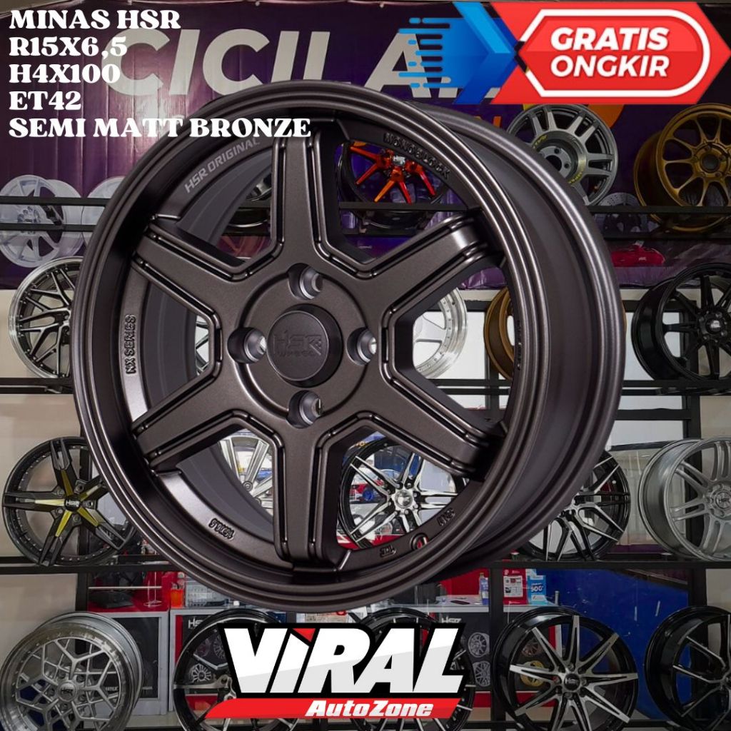 Velg Mobil Ring 15 HSR MINAS R15 LEBAR 6,5 LOBANG BAUT 4 ET42 BRONZE
