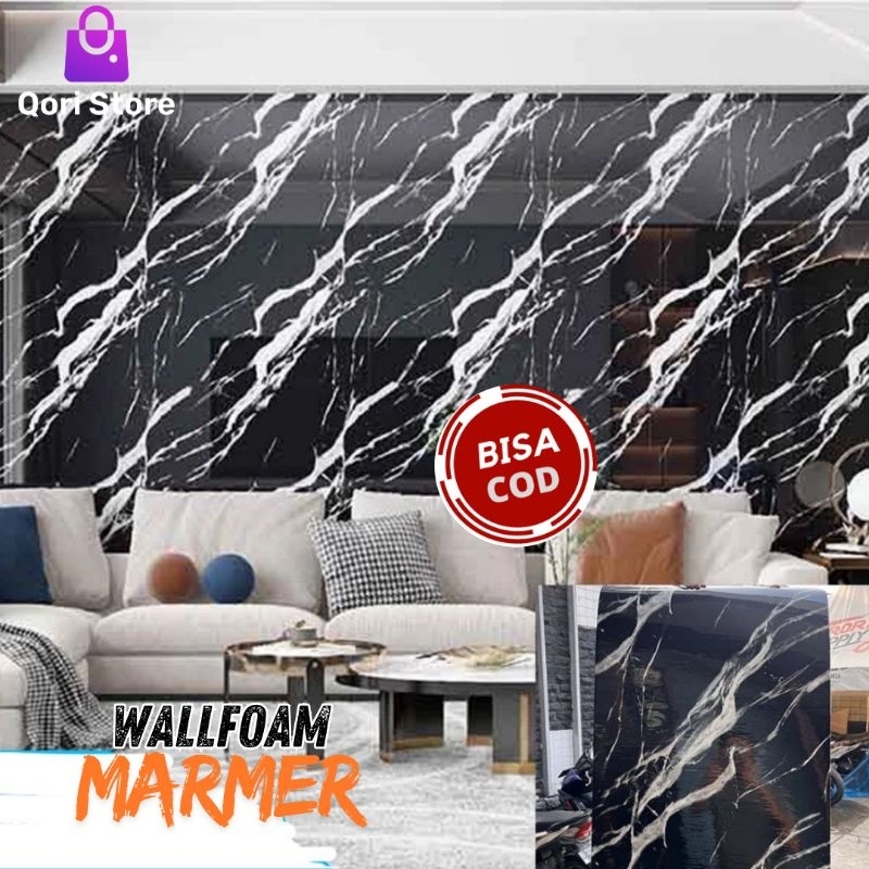 Qori Store -  Wall Foam Dinding Marmer Uk 120x224cm / Wallfoam Marmer / Foam Dinding Motif Marmer / 