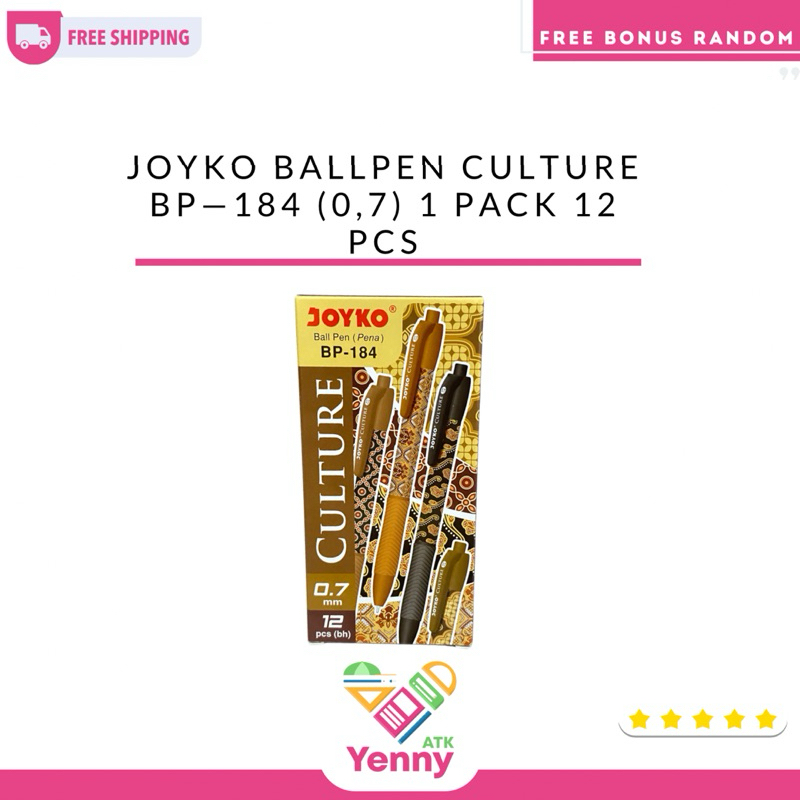 

Bolpoin Joyko Culture Bp-184 (0,7) | Bolpoin Joyko Tinta Hitam (12pcs) | Bolpoint Batik (pack/pcs)