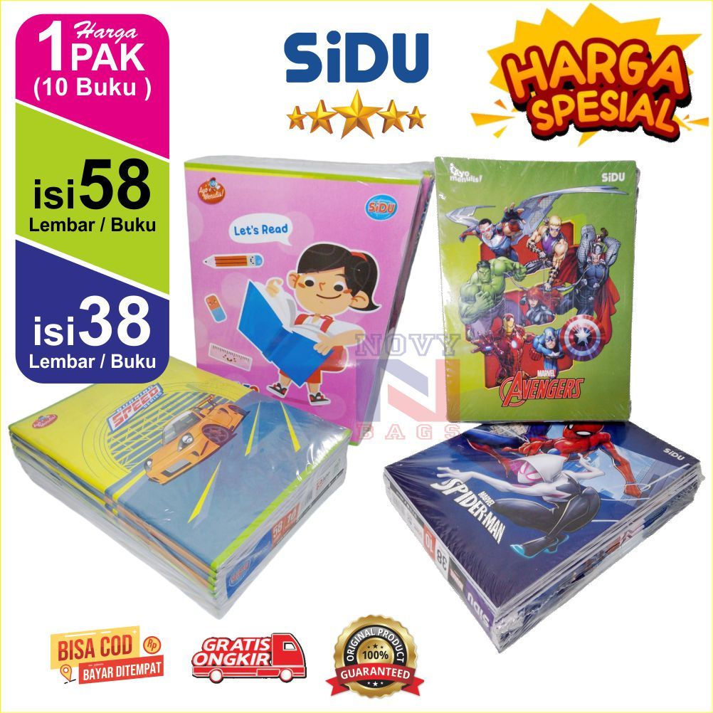 

BUKU TULIS SINAR DUNIA Buku Tulis Sekolah SIDU Isi 58 Lembar & 38 Lembar HARGA 1 PAK (10 BUKU)
