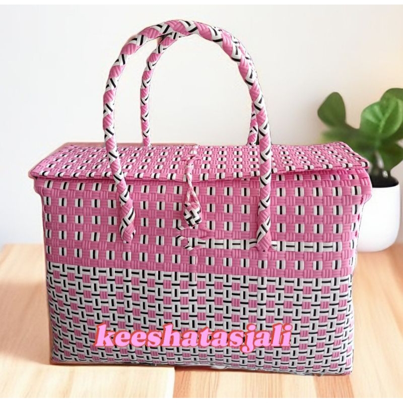 Tas Anyaman Plastik Jali Jali Premium Tutup Koper Boxy