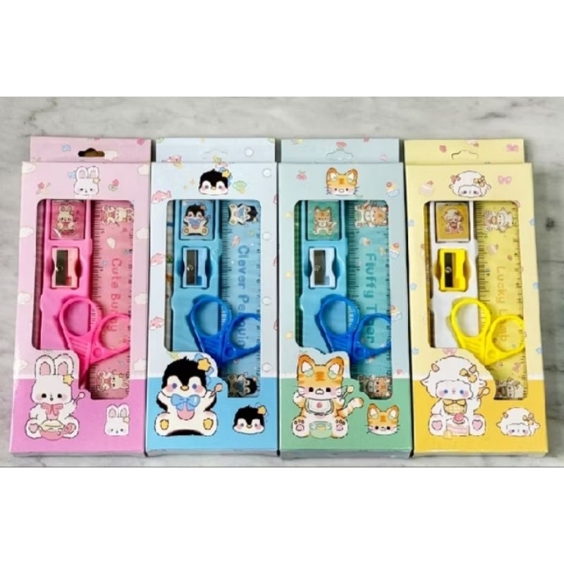 

5 in 1 set alat tulis lucu set alat tulis karakter set alat tulis anak karakter kartun lucu