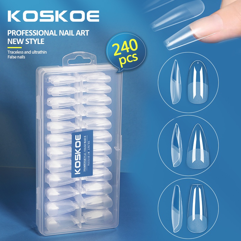KOSKOE 240pcs Kuku Soft Gel Tips nail art soft gel tips nail extension soft gel tips nail Palsu Full