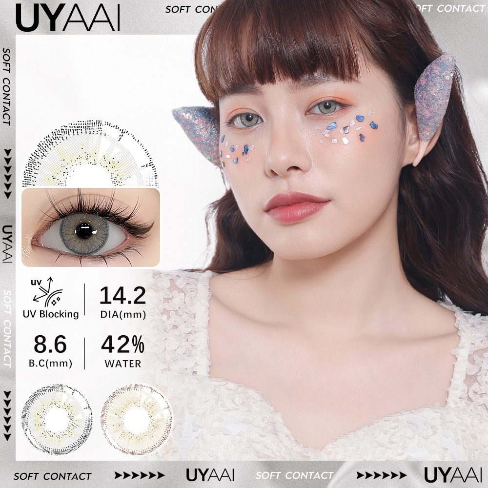UYAAI Softlens 14.2MM Normal Mata Korea Seri MOCHA（dream）Sepasang Lensa Kontak 6 Bulan