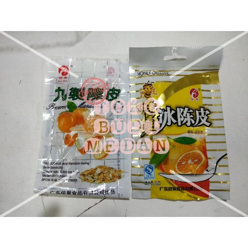 

Bai Guo Manisan Kulit Jeruk 1 pak isi 20 / ecer manis dan asin 25gr