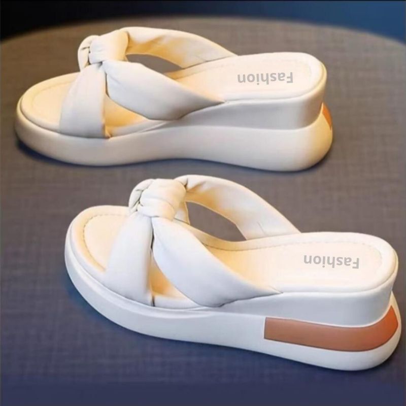 Sandal Wedges Wanita Terbaru 2025 Sandal Wanita Wedges Kekinian Sandal Platform Wanita Slip On Elega