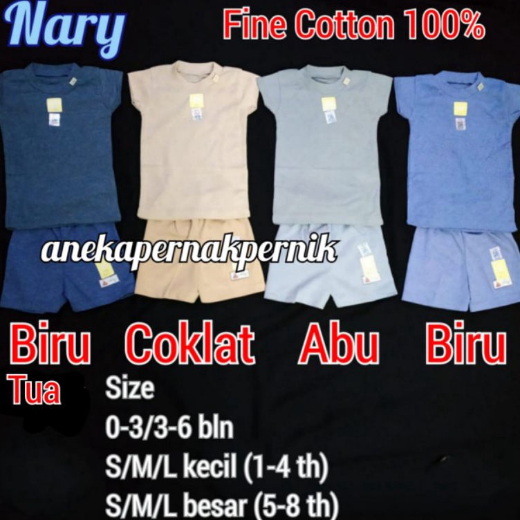 NARY Setelan Oblong Pendek Rib Celana Pendek Warna Denim Series