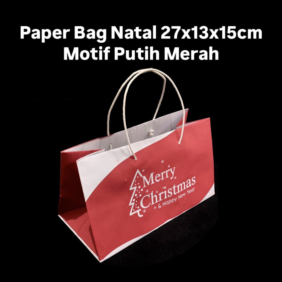 

5 pcs Paperbag Bingkisan Natal Goodie Bag Kemasan Hampers Christmas 27x13x15 cm