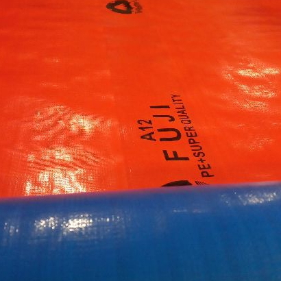 Custom terpal tipe A12 merek fuji / Custom terpal A12 / Terpal A12 / Terpal biru muda orange