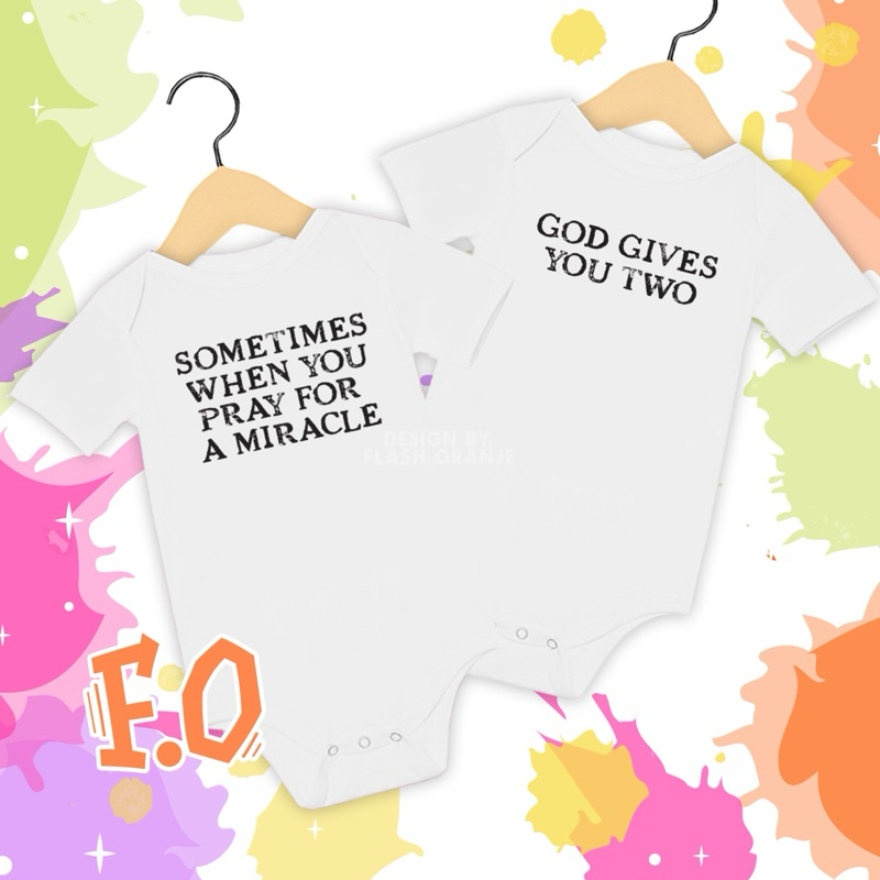 Jumper Nama Bayi Kembar / Sablon Baju Bayi Custom Nama Bayi #TW04