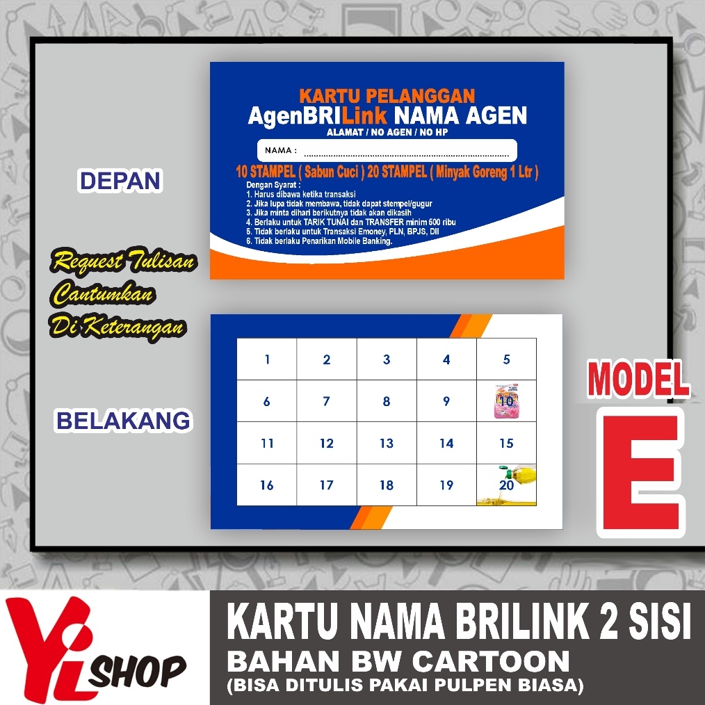 

KODE U36L Kartu Nama Member Kartu Agen BRILINK Kartu Pelanggan NEW 224