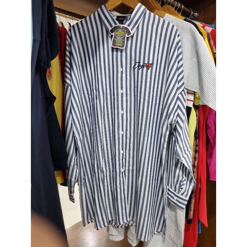LONG TUNIK JOGER KEMEJA SALUR WANITA BAJU CEWEK KEMEJA GARIS GARIS BALI
