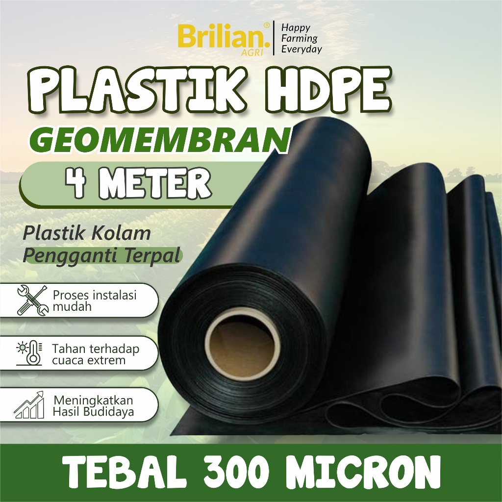 Geomembran HDPE Tebal 300 Micron Lebar 4 Meter
