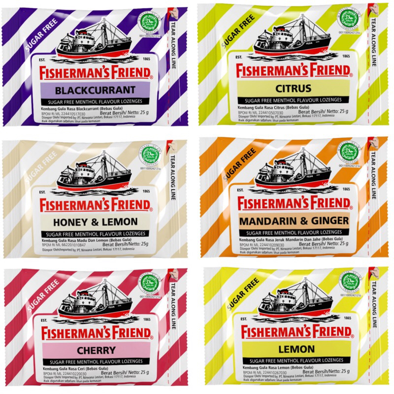 

Permen Fishermans Friend Rasa Fruity Blackcurrant / Citrus / Mandarin & Ginger / Lemon / Honey & Lemon / Cherry