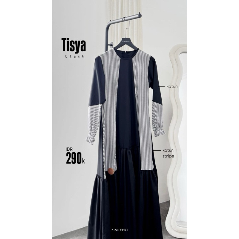 Tisya Dress Black By Zisheeri/Dress Zisheeri/Gamis Katun Terbaru By Zisheeri/