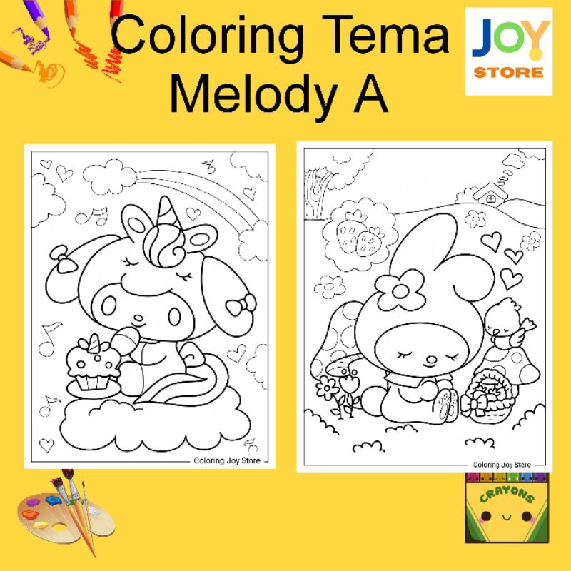 

Kertas Gambar Mewarnai ukuran A4 dan A5 150 gsm - Coloring Paper Tema Melody A Toko Joy Store
