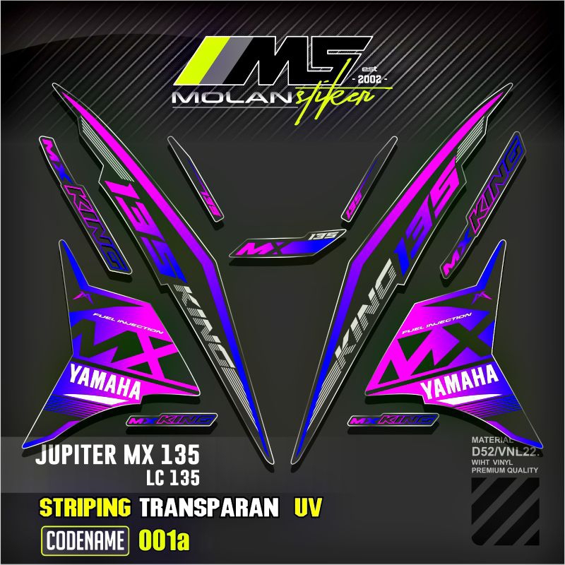 Decal Sticker Striping Variasi Transparan Uv Jupiter Mx 135 New 2011-2016 NJMX Yamaha Lc 135  Excite