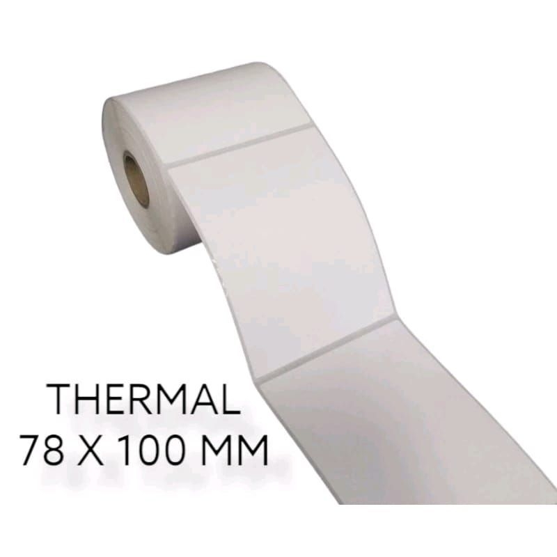 

Kertas stiker label thermal 78x100mm isi 300 pcs per rol
