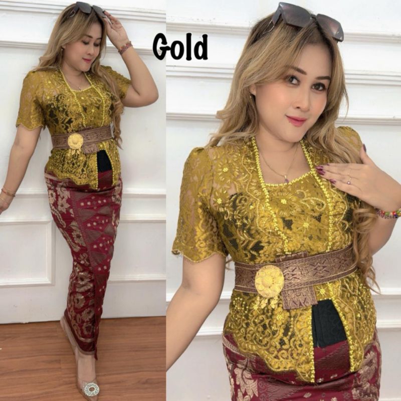 kebaya metalik payet lengan pendek