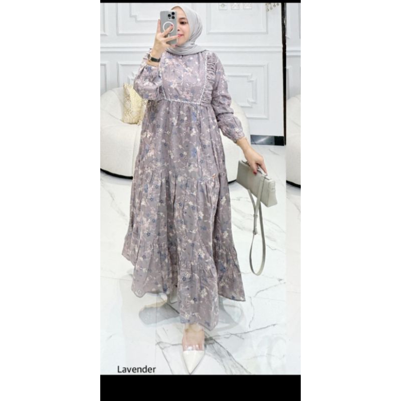 Gamis Dress Qinan Midi Dress Qinan.. Matt Katun bordir import premium.. Ld 100-110.. Pb 130-132..
