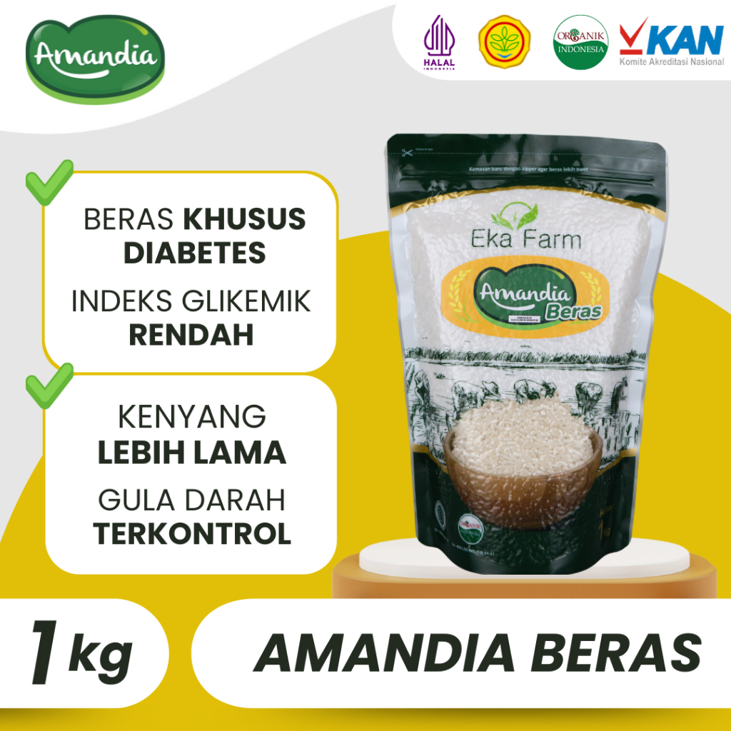 

Amandia Beras Diabetes Organik Kemasan vakum 1 Kg