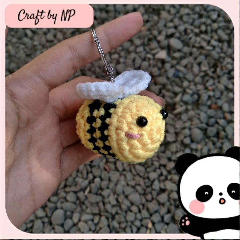 Amigurumi lebah rajut | Gantungan kunci lebah rajut | Keychain crochet