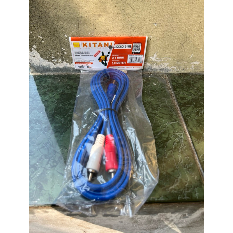 Kabel Aux 2 in 1 Jack Audio HP 3,5mm ke 2 RCA Original Kitani 180 cm RCA 2IN1 To Mini Stereo Male 3.