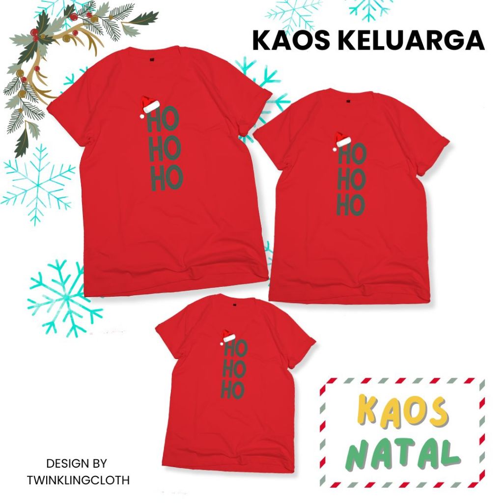Baju Natal Lengan Pendek/Kaos Natal/Baju Natal Keluarga/Kaos Natal Keluarga