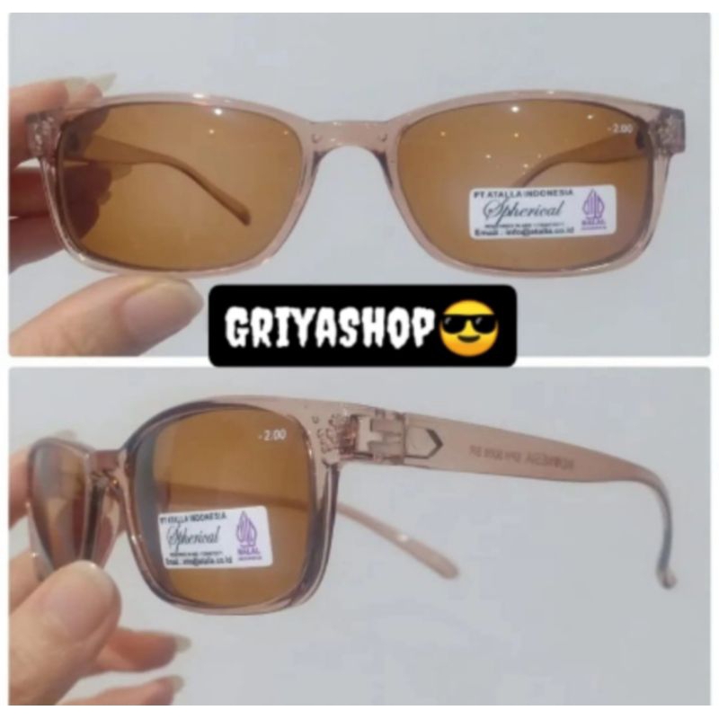 Kacamata Minus, kacamata rabun jauh kotak lensa warna coklat bahan tebal