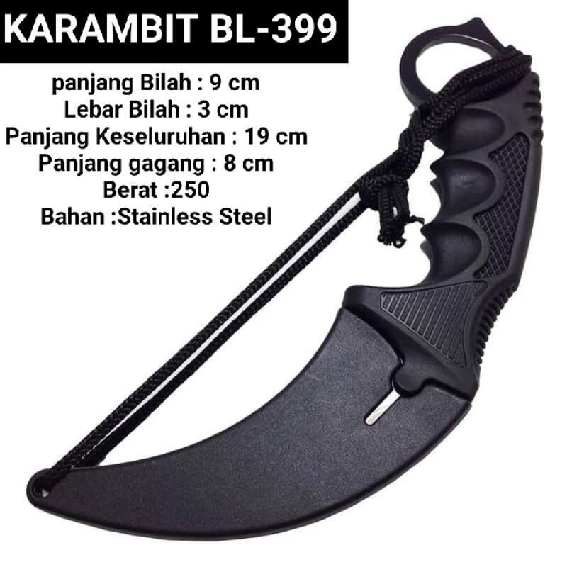 PISAU LIPAT HITAM - KRAMBIT BL399 - KARAMBIT BL399  - PISAU LIPAT BL-399 SILVER DAN HITAM PISAU SURV
