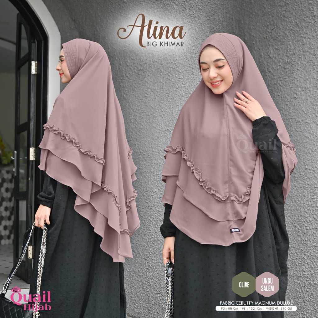 Alina Big Khimar Original Quail Hijab Wanita Quail Khimar Quail Khimar Ceruty magnum Deluxe Alina Qu