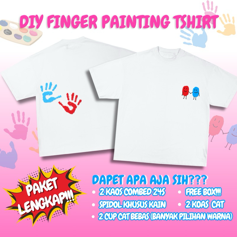 DIY T-shirt couple finger painting| 2 kaos paintingfriendship | Kaos custom kelas | Kaos painting be