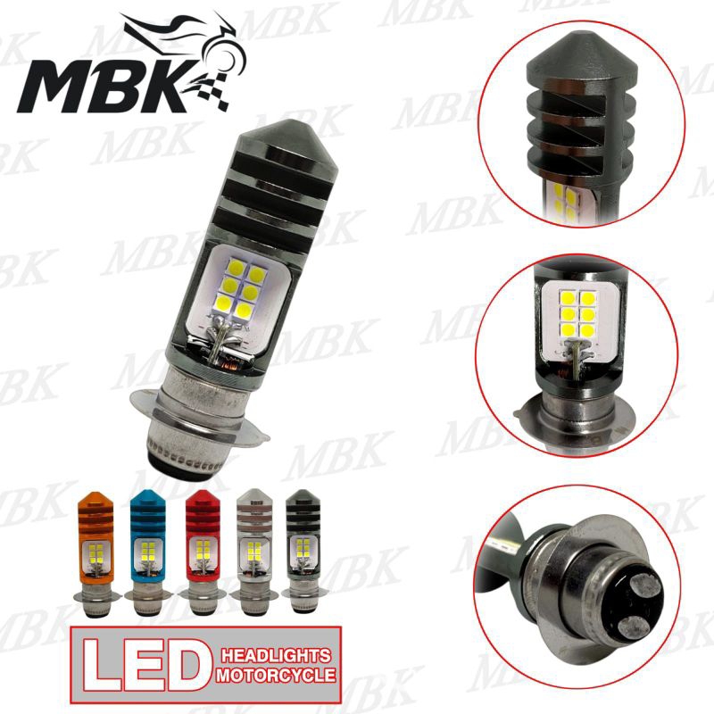 BOLA LAMPU MOTOR LED H6 BOLA LAMPU DEPAN LED KAKI 1 H 6 AC / DC 12 MATA CAHAYA PUTIH UNIVERSAL