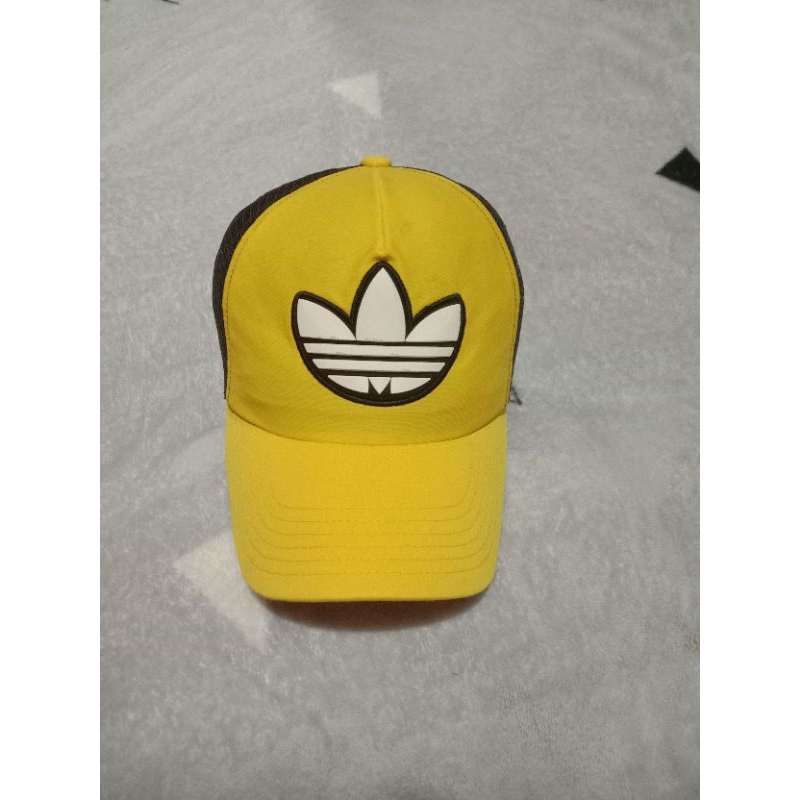 Topi Trucker Adidas Bunga Logo karet Second Original cap Model buat casual dan olahraga Warna kuning