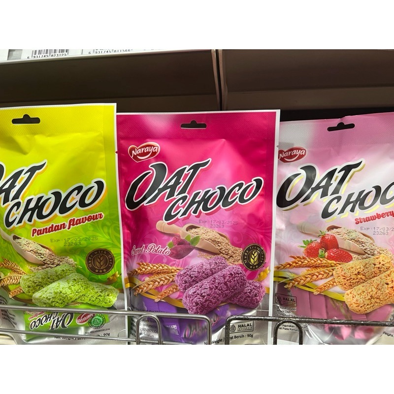 

Camilan Makanan Ringan Oat Choco / Oatchoco Naraya 90 Gr Varian Pandan, Sweet Potato, Chocolate, Strawberry, Original, Cookies Salted Cheese, 150 Gr Oat Cookies with Chocolate Chip